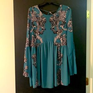 Free People XS blue green mini dress.